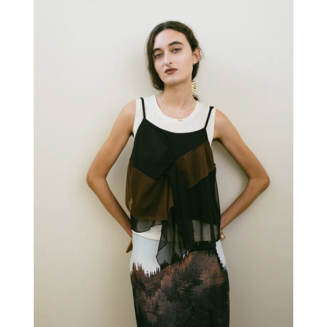 Sahara Bi-color Raffle Sheer Camisole